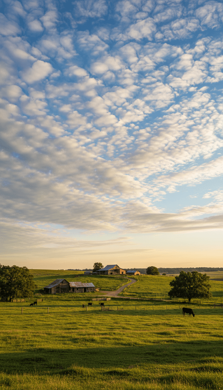 Big sky over quiet pasture